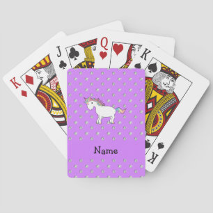 Personalisierter Name unicorn pastel lila Diamante Spielkarten
