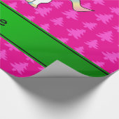 Personalisierter Name unicorn-rosa Bäume Geschenkpapier (Ecke)