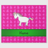 Personalisierter Name unicorn-rosa Bäume Geschenkpapier (Flach)