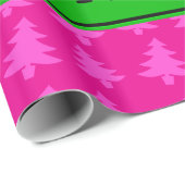 Personalisierter Name unicorn-rosa Bäume Geschenkpapier (Rolleneckpunkt)