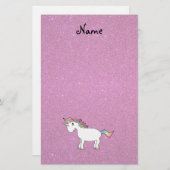 Personalisierter Name unicorn rosa Glitzer Briefpapier (Vorne/Hinten)