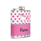 Personalisierter Name unicorn rosa Herzen Flachmann (Rechts)