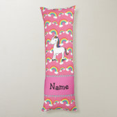 Personalisierter Name unicorn rosa Regenbogen Seitenschläferkissen (Rückseite (Vertikal))