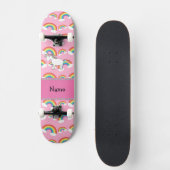 Personalisierter Name unicorn rosa Regenbogen Skateboard (Vorderseite)