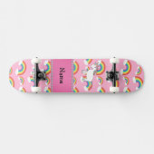 Personalisierter Name unicorn rosa Regenbogen Skateboard (Horizontal)