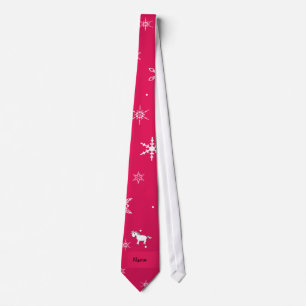Personalisierter Name unicorn rosa Schneeflocken Krawatte
