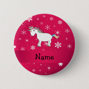 Personalisierter Name unicorrosa Schneeflocken Button