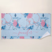 Personalisierter Name unter dem Meeresschutzmuster Strandtuch (Vorderseite)
