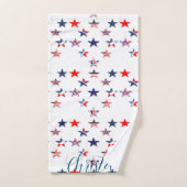 Personalisierter Name USA Flaggenstar 4 july Badhandtuch Set (Handtuch)