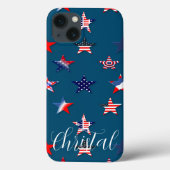 Personalisierter Name USA Flaggenstar 4 july Case-Mate iPhone Hülle (Rückseite)