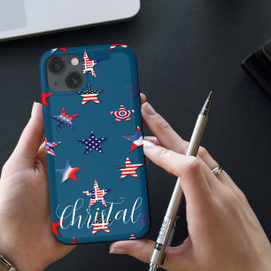Personalisierter Name USA Flaggenstar 4 july Case-Mate iPhone Hülle
