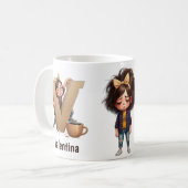 Personalisierter Name & V Verschlafener Morgen Kar Kaffeetasse (Vorderseite Links)