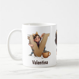 Personalisierter Name & V Verschlafener Morgen Kar Kaffeetasse