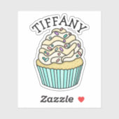 Personalisierter Name Vanilla Cupcake mit Sprinkle Aufkleber (Blatt)