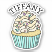 Personalisierter Name Vanilla Cupcake mit Sprinkle Aufkleber (Vorderseite)