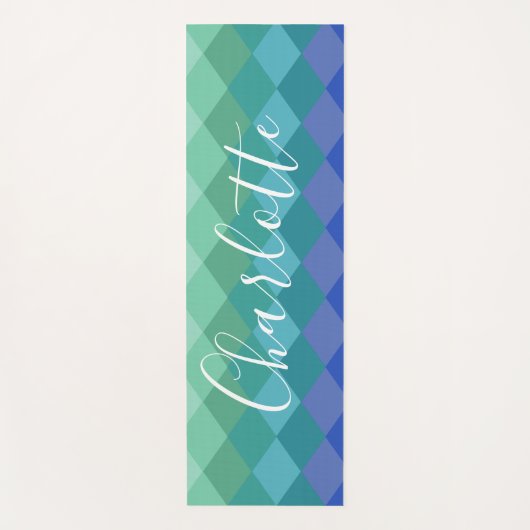 Personalisierter Name Vibranly Blue Green Calm Zen Yogamatte (Vorderseite)
