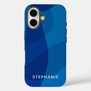 Personalisierter Name Vibranly Bright Modern Blue iPhone 16 Hülle