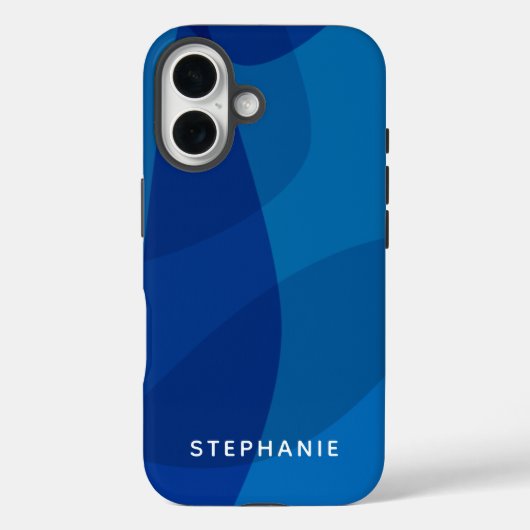 Personalisierter Name Vibranly Bright Modern Blue Case-Mate iPhone Hülle (Rückseite)