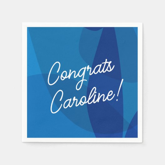 Personalisierter Name Vibrant Blue Gevor Abschluss Serviette (Vorderseite)