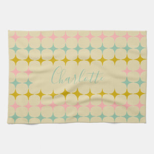 Personalisierter Name Vintage Retro Pastell Mutter Geschirrtuch