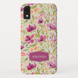 Personalisierter Name Violet Floral Muster Case-Mate iPhone Hülle