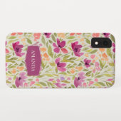 Personalisierter Name Violet Floral Muster Case-Mate iPhone Hülle (Rückseite (Horizontal))