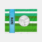 Personalisierter Name Volleyball grün weiße Streif Fleecedecke (Vorderseite (Horizontal))
