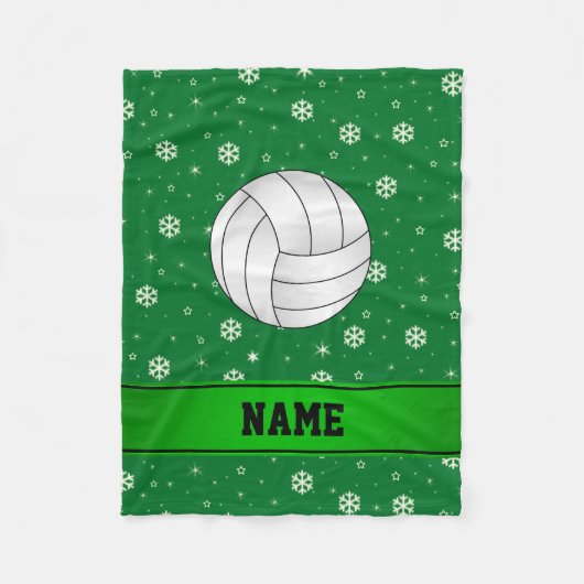 Personalisierter Name Volleyball-grüne Schneeflock Fleecedecke (Vorderseite)