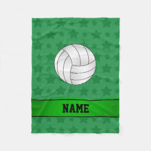 Personalisierter Name: Volleyball grüne Sterne Fleecedecke