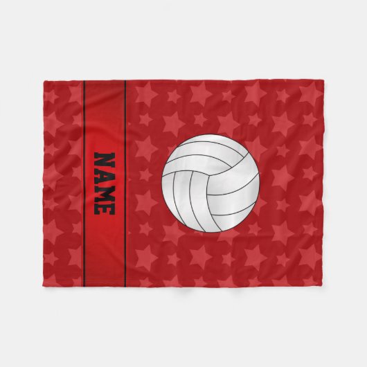 Personalisierter Name Volleyball Rote Sterne Fleecedecke (Vorderseite (Horizontal))