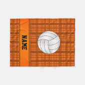 Personalisierter Name Volleyballorange kariert Fleecedecke (Vorderseite (Horizontal))