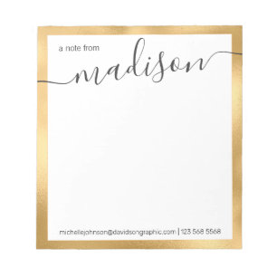 Personalisierter Name vom Schreibtisch N Notizblock