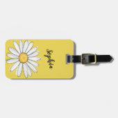 Personalisierter Name von Daisy Floral Yellow Scri Gepäckanhänger (Vorderseite horizontal)