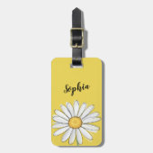 Personalisierter Name von Daisy Floral Yellow Scri Gepäckanhänger (Vorderseite vertikal)