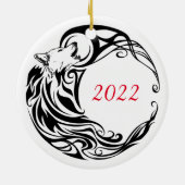 Personalisierter Name von Tribal Wolf Keramik Ornament (Hinten)