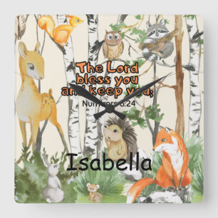 Personalisierter Name Wall Clock Christliches Gesc Quadratische Wanduhr