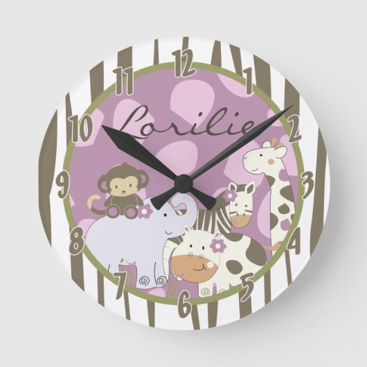 Personalisierter Name Wall Clock Jacana Girl Runde Wanduhr (Vorderseite)