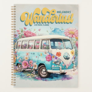 Personalisierter Name Wanderlust Retro-Busreise Planer
