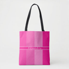 Personalisierter Name Warme rosa Streifen Tasche