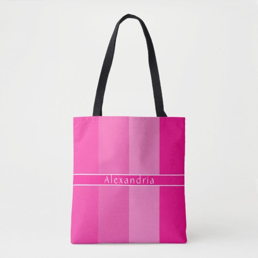 Personalisierter Name Warme rosa Streifen Tasche (Vorderseite)