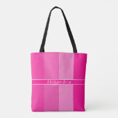 Personalisierter Name Warme rosa Streifen Tasche (Rückseite)