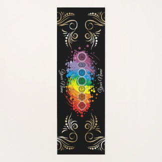 Personalisierter Name Wasserfarbe Aligned Chakras Yogamatte