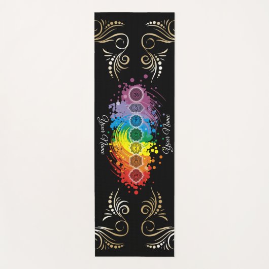 Personalisierter Name Wasserfarbe Aligned Chakras Yogamatte (Vorderseite)