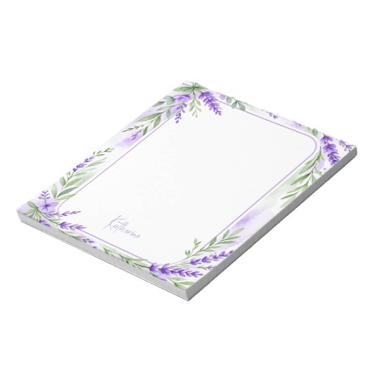 Personalisierter Name Wasserfarbe Lavendel Notizblock (Rotiert)