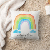 Personalisierter Name Wasserfarbe Regenbogen Kinde Kissen (Decke)