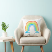 Personalisierter Name Wasserfarbe Regenbogen Kinde Kissen (Stuhl )