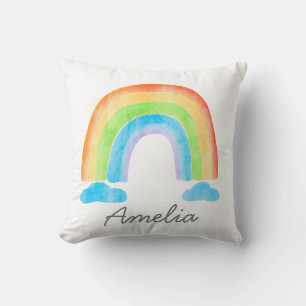 Personalisierter Name Wasserfarbe Regenbogen Kinde Kissen