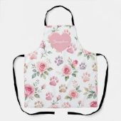 Personalisierter Name Wasserfarbe Rose & Pfotenabd Schürze (Vorderseite)