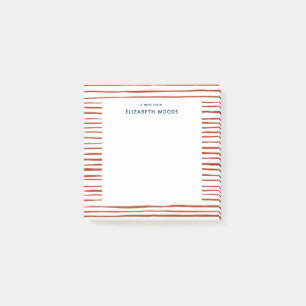 Personalisierter Name Wasserfarbe Roter Streifen  Post-it Klebezettel