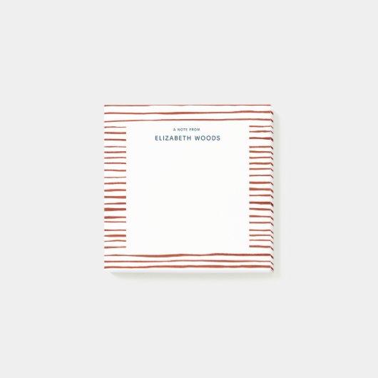 Personalisierter Name Wasserfarbe Roter Streifen  Post-it Klebezettel (Vorderseite)